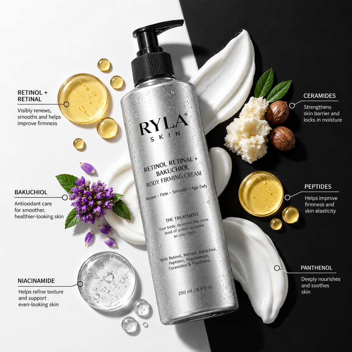 RYLA SKIN RETINOL RETINAL + BAKUCHIOL BODY FIRMING CREAM